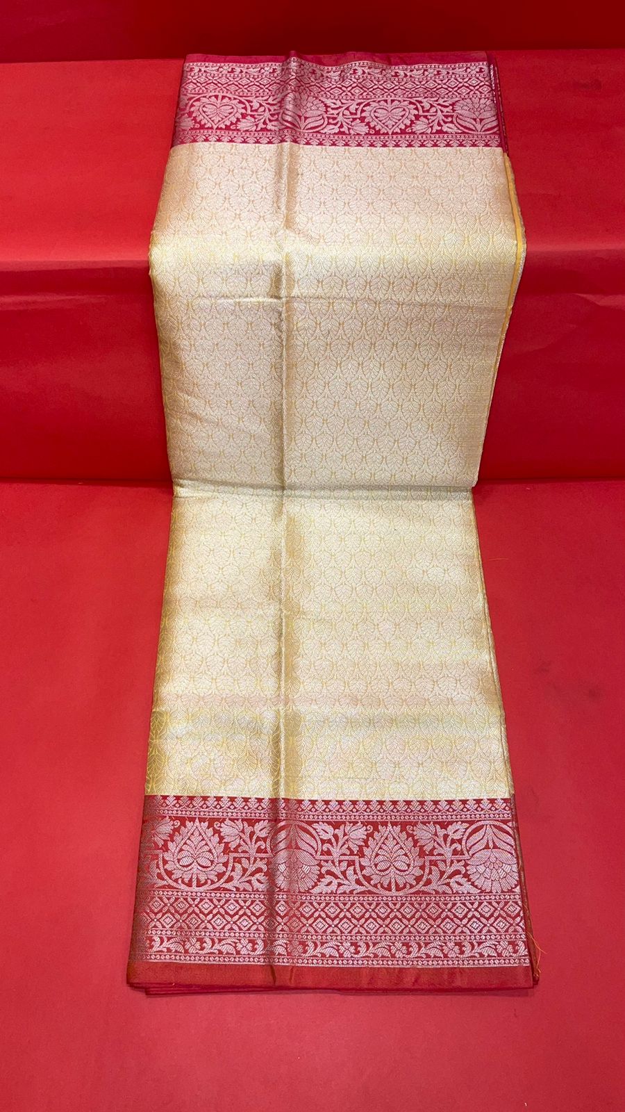 Faishana Presents Gold Silver Zari Kanchi Silk Tanchoi Brocade Contrast Pink Skirt Meena Border Banarasi Saree