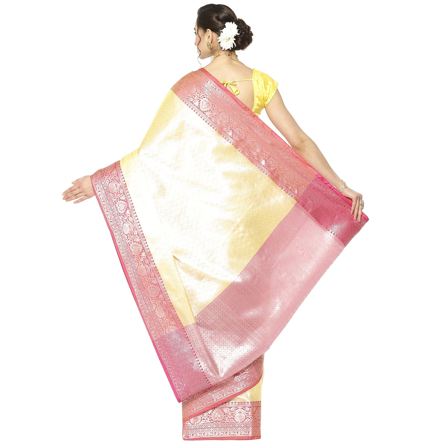Gold Kanjeevaram Banarasi Sarees For Women GEMA27