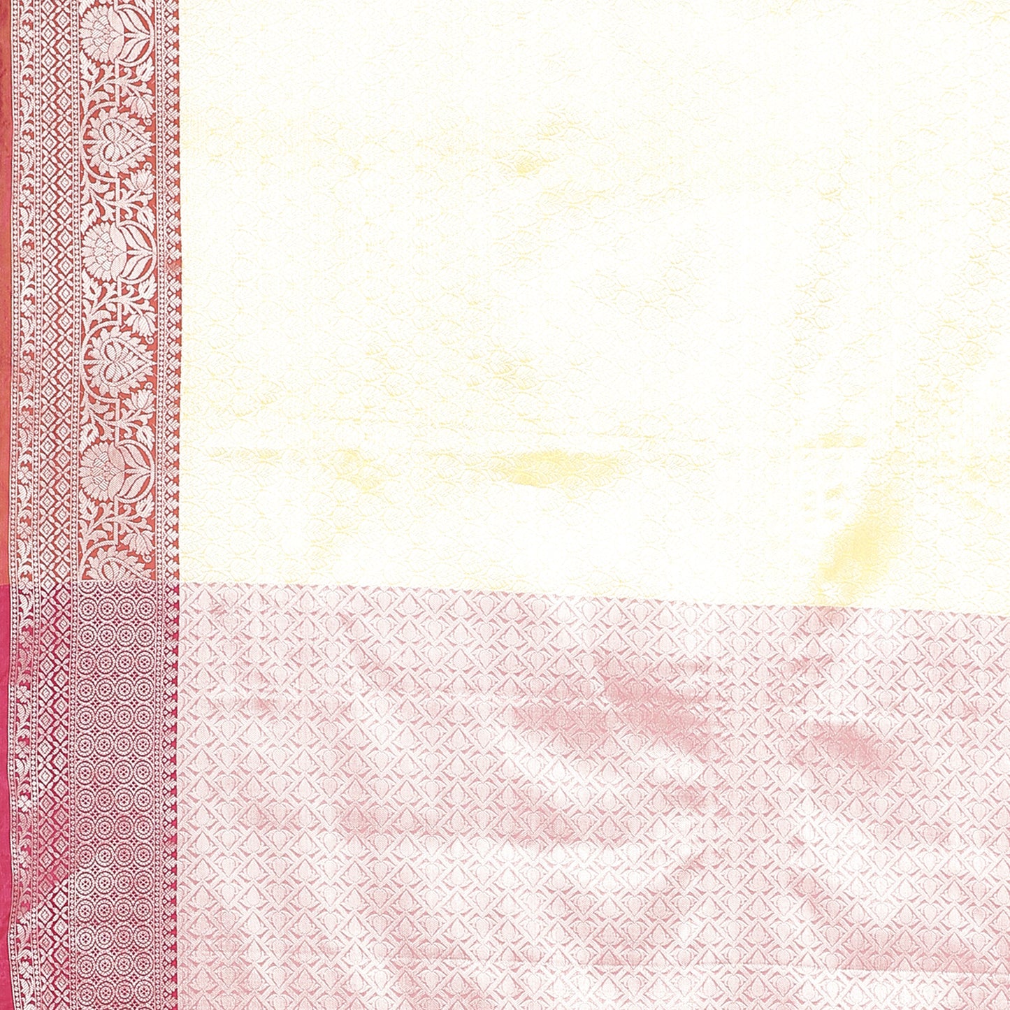 Faishana Presents Gold Silver Zari Kanchi Silk Tanchoi Brocade Contrast Pink Skirt Meena Border Banarasi Saree