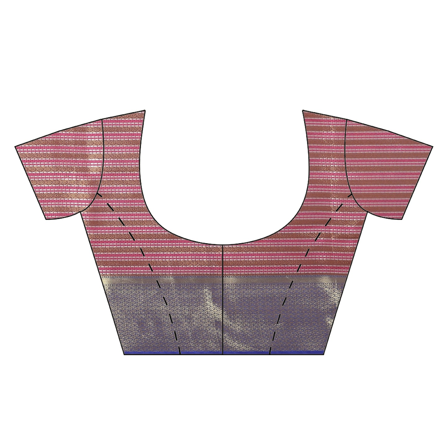 Faishana Presents Red Zari Strip Kanchi Silk Tanchoi Brocade Contrast Purple Skirt Border Banarasi Saree