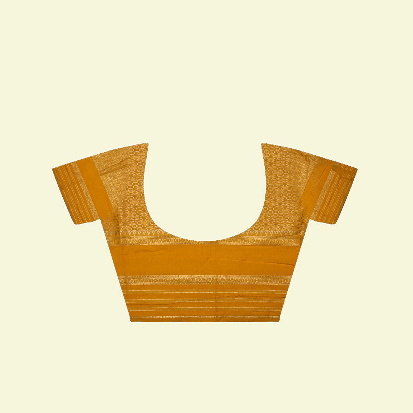 Warm Silk Dark Gold Color Gap Border With Strip Banarasi Gap Border Saree