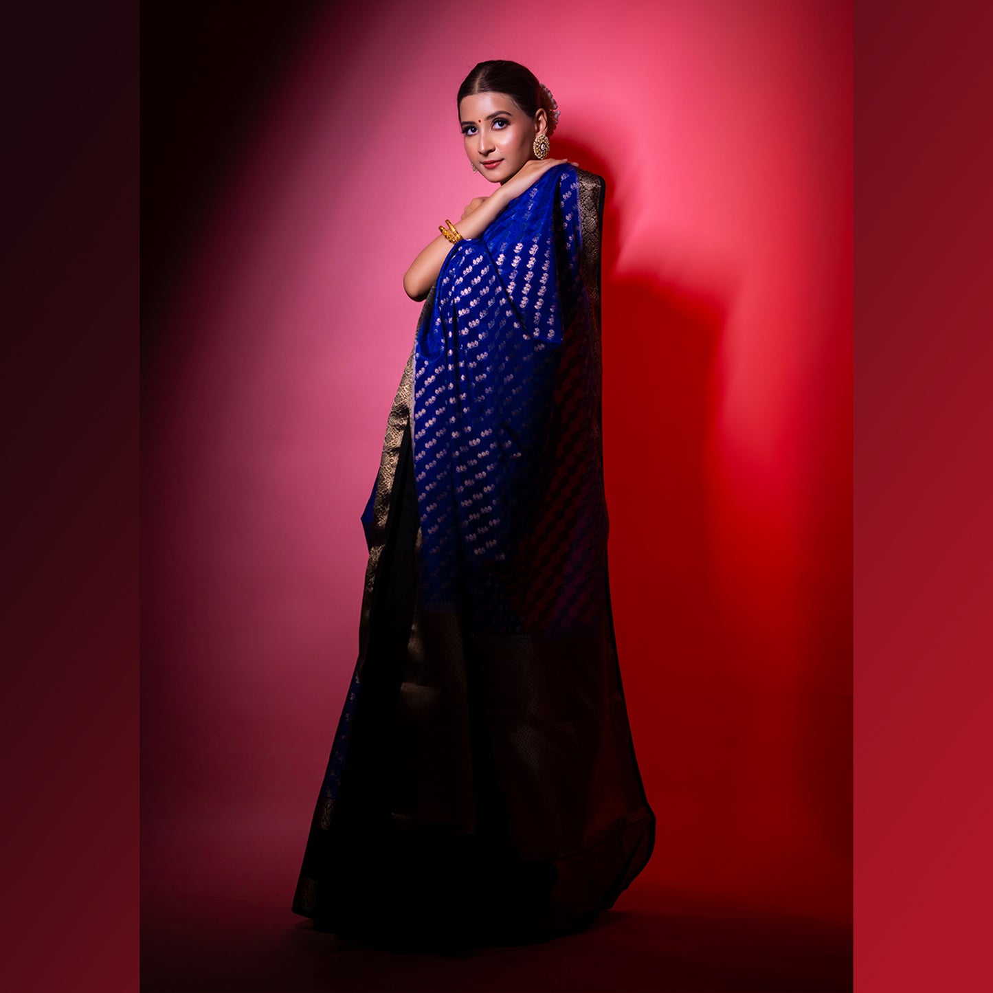Violet Warm Silk Zari Digonal Strip Banarasi Diable Skirt Border Saree