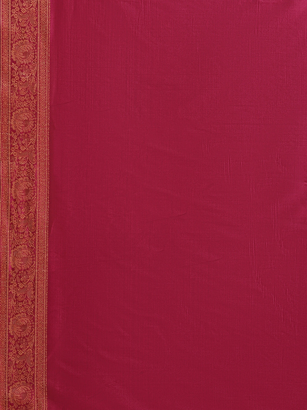 Faishana Handwoven Green Valkalam Katan Silk Plain Resham Border With Pink Blouse Banarasi Saree