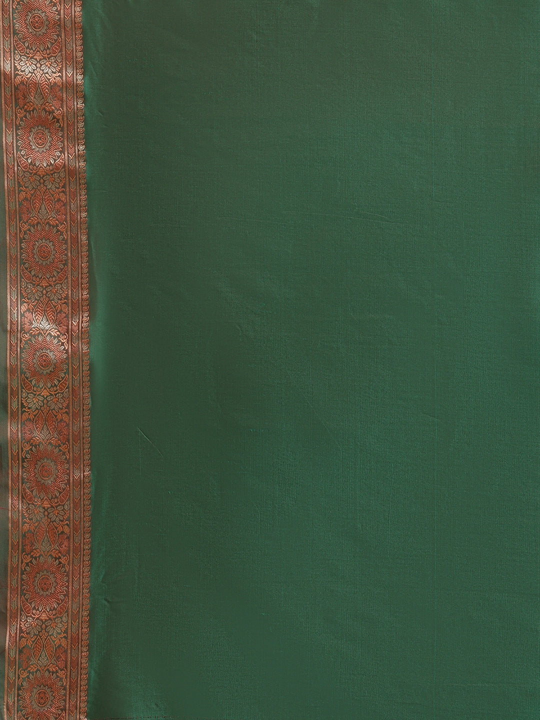 Faishana Handwoven Orange Valkalam Katan Silk Booti Border With Green Blouse Banarasi Saree