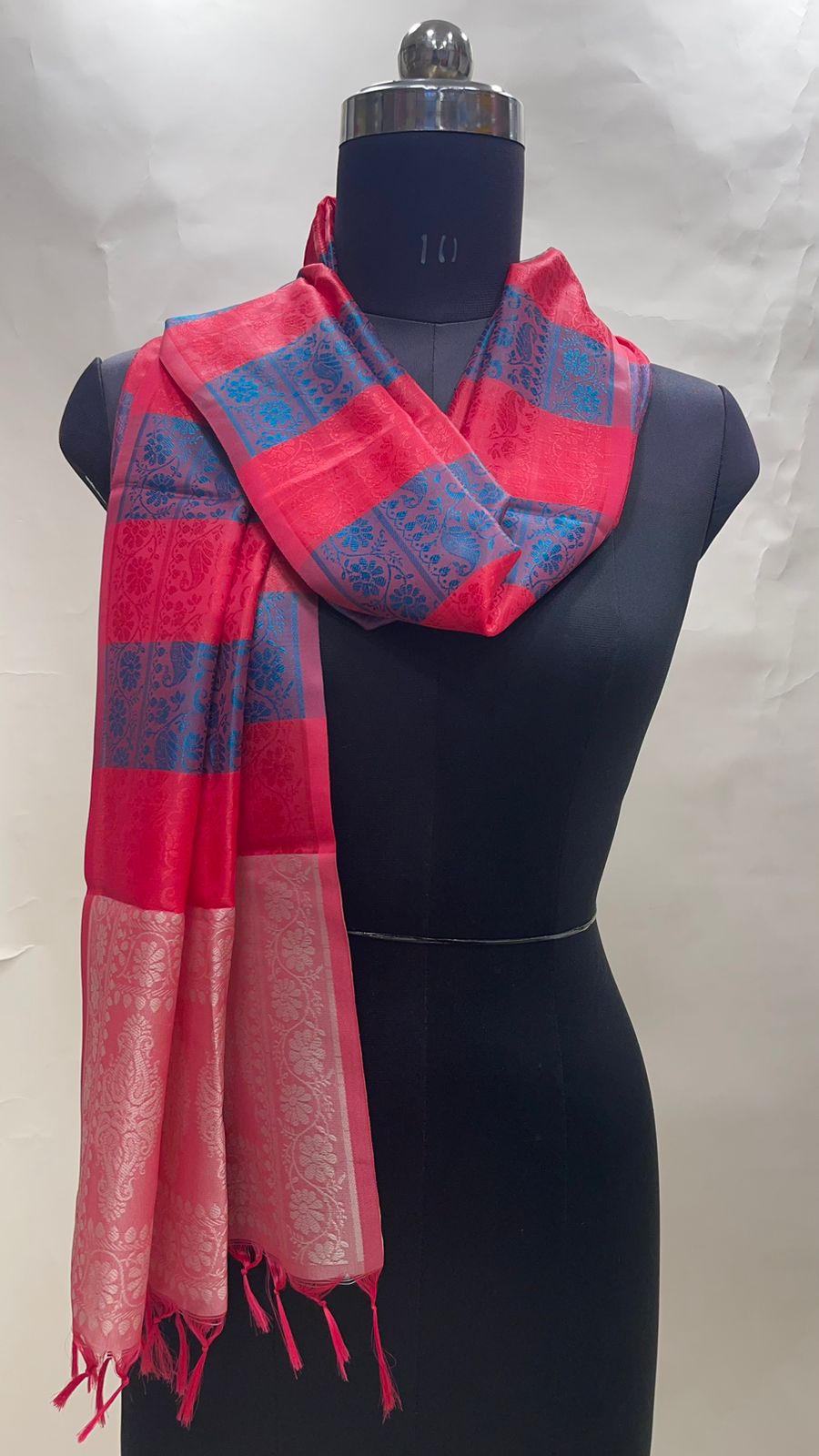 Faishana Presents Multicolor Banarasi Silk Stole with Carry Booti Resham Tassels