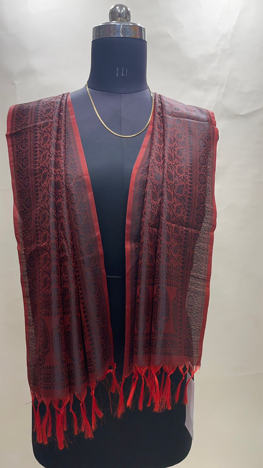 Faishana Presents Brown Banarasi Silk Stole with Carry Booti Resham Tassels
