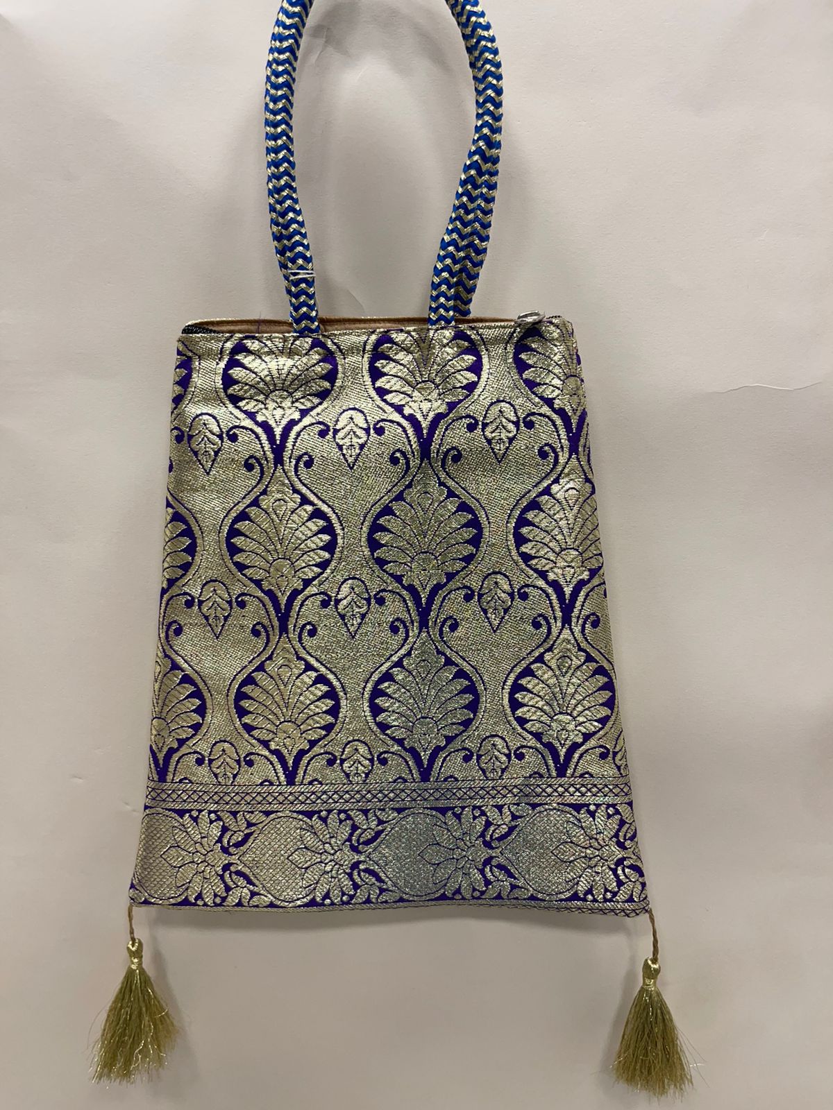 Blue Banarasi Trishaped Hand Bag HBG_21