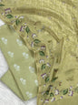 Pista Green Pure Mercerised Resham Mina Digital Print Dupatta Banarasi Suit Set 1000SKL_RM8