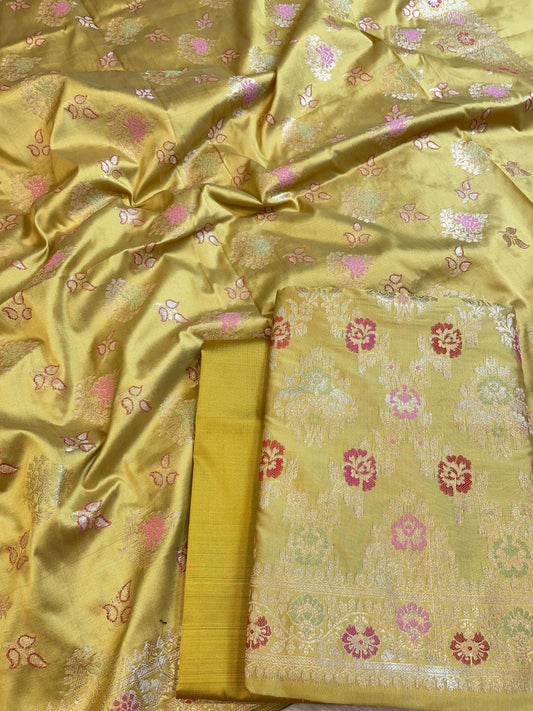 Olive Semi Silk Alfi Minakari Zari Jaal Banarasi Suit 1000AJ_SSLK15