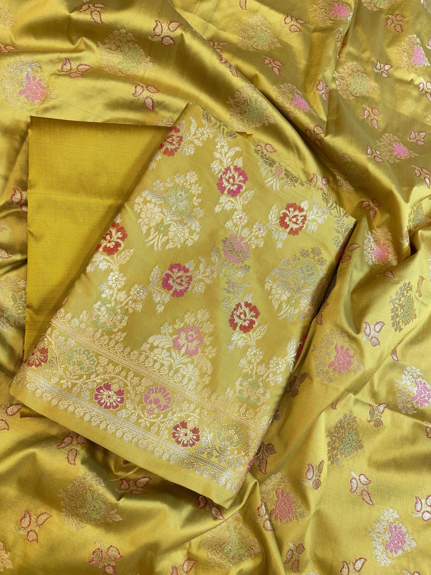 Olive Semi Silk Alfi Minakari Zari Jaal Banarasi Suit 1000AJ_SSLK15
