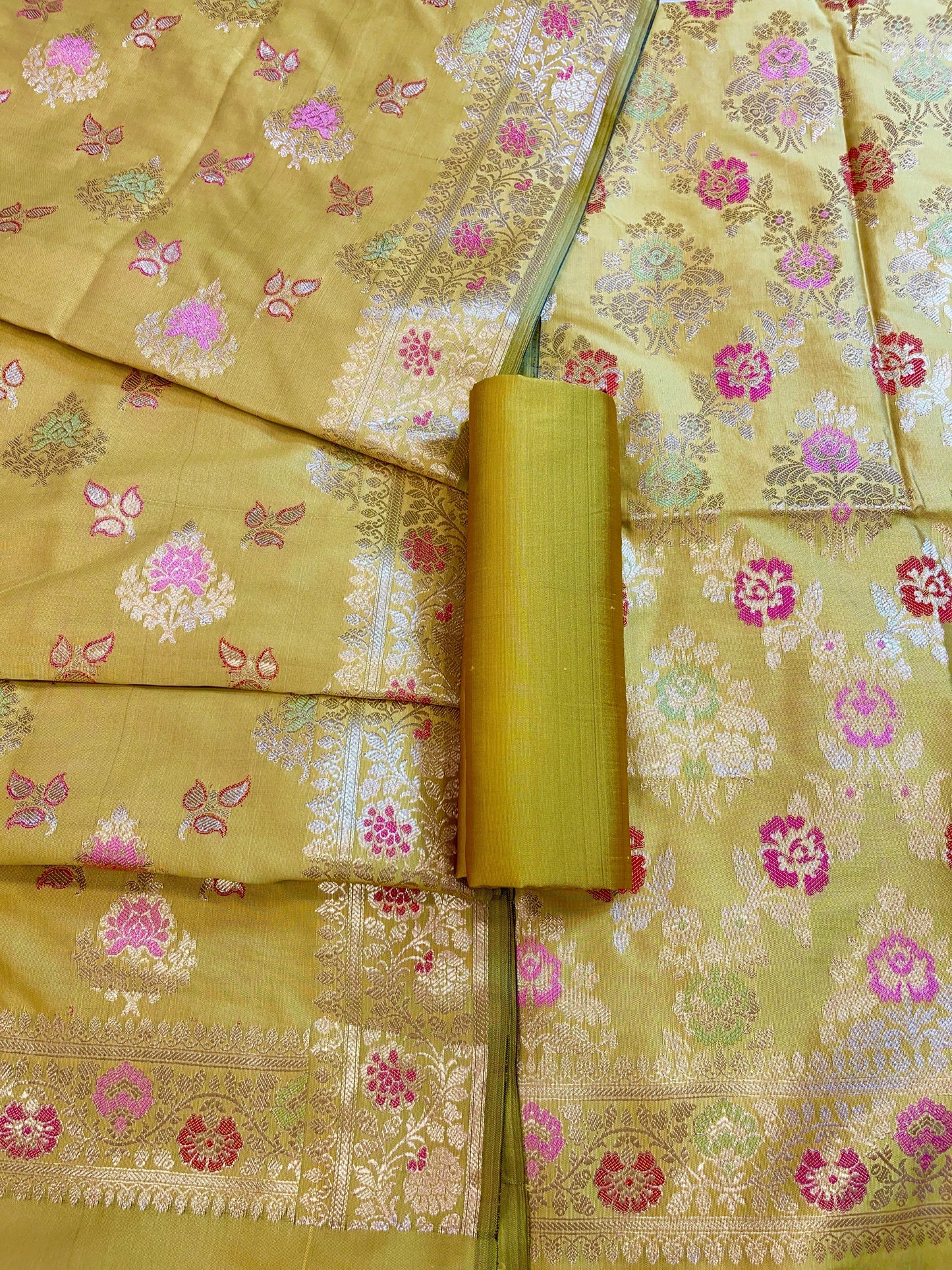 Olive Semi Silk Alfi Minakari Zari Jaal Banarasi Suit 1000AJ_SSLK15