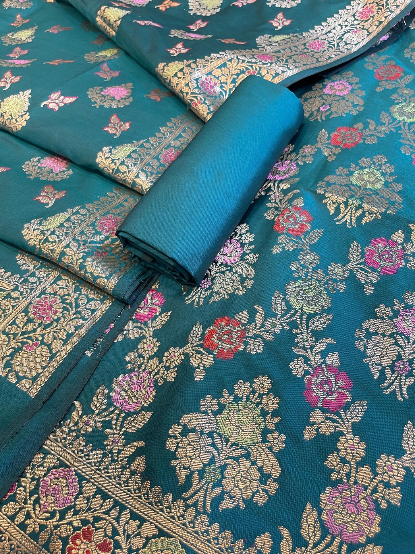 Seagreen Semi Silk Alfi Minakari Zari Jaal Banarasi Suit 1000AJ_SSLK16