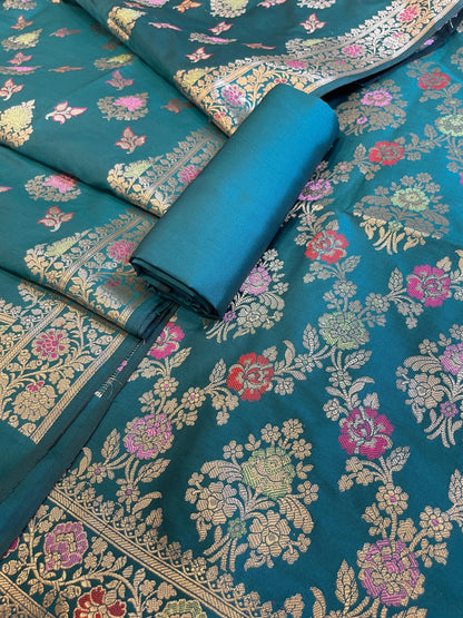Seagreen Semi Silk Alfi Minakari Zari Jaal Banarasi Suit 1000AJ_SSLK16