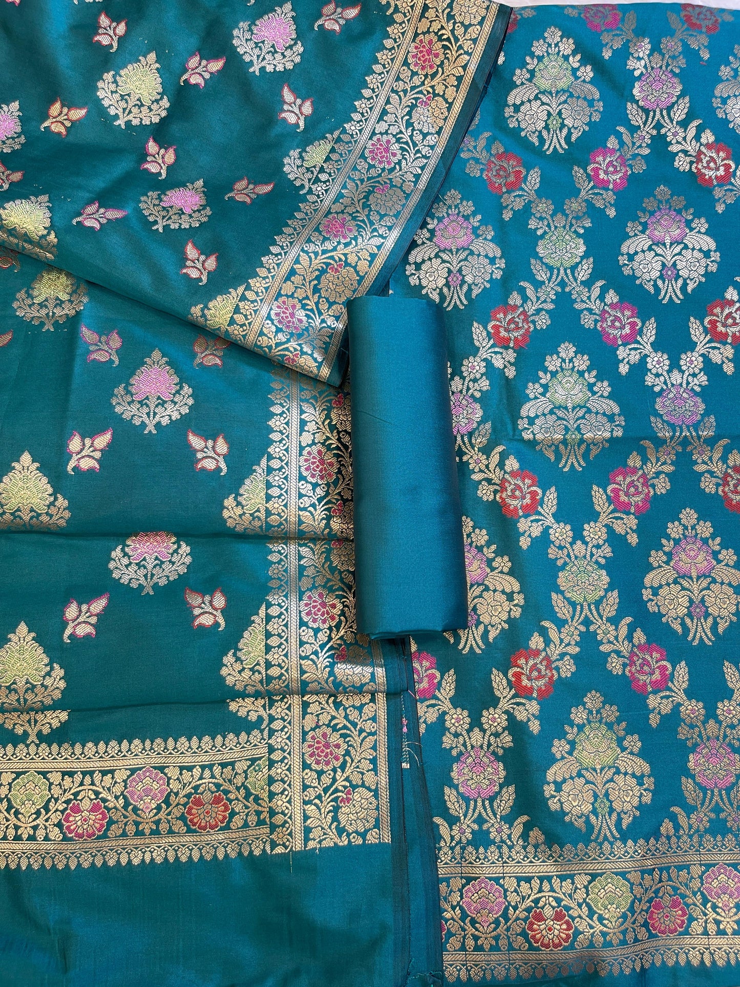 Seagreen Semi Silk Alfi Minakari Zari Jaal Banarasi Suit 1000AJ_SSLK16