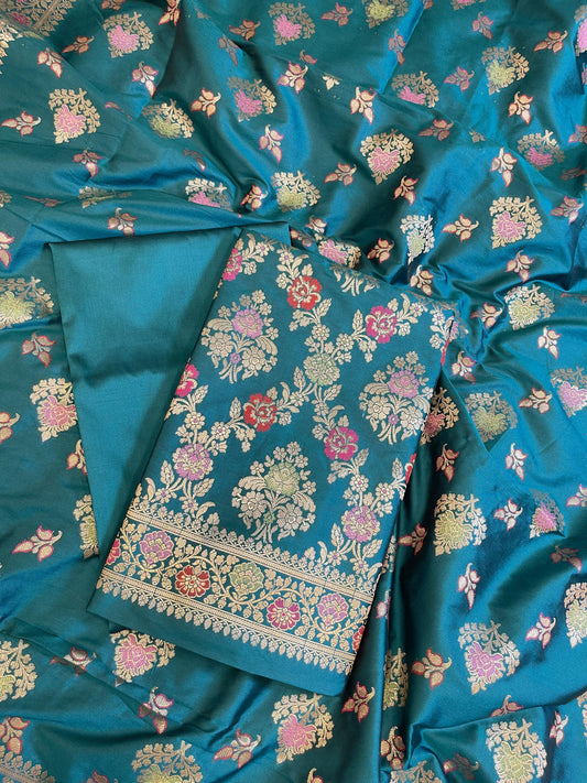 Seagreen Semi Silk Alfi Minakari Zari Jaal Banarasi Suit 1000AJ_SSLK16