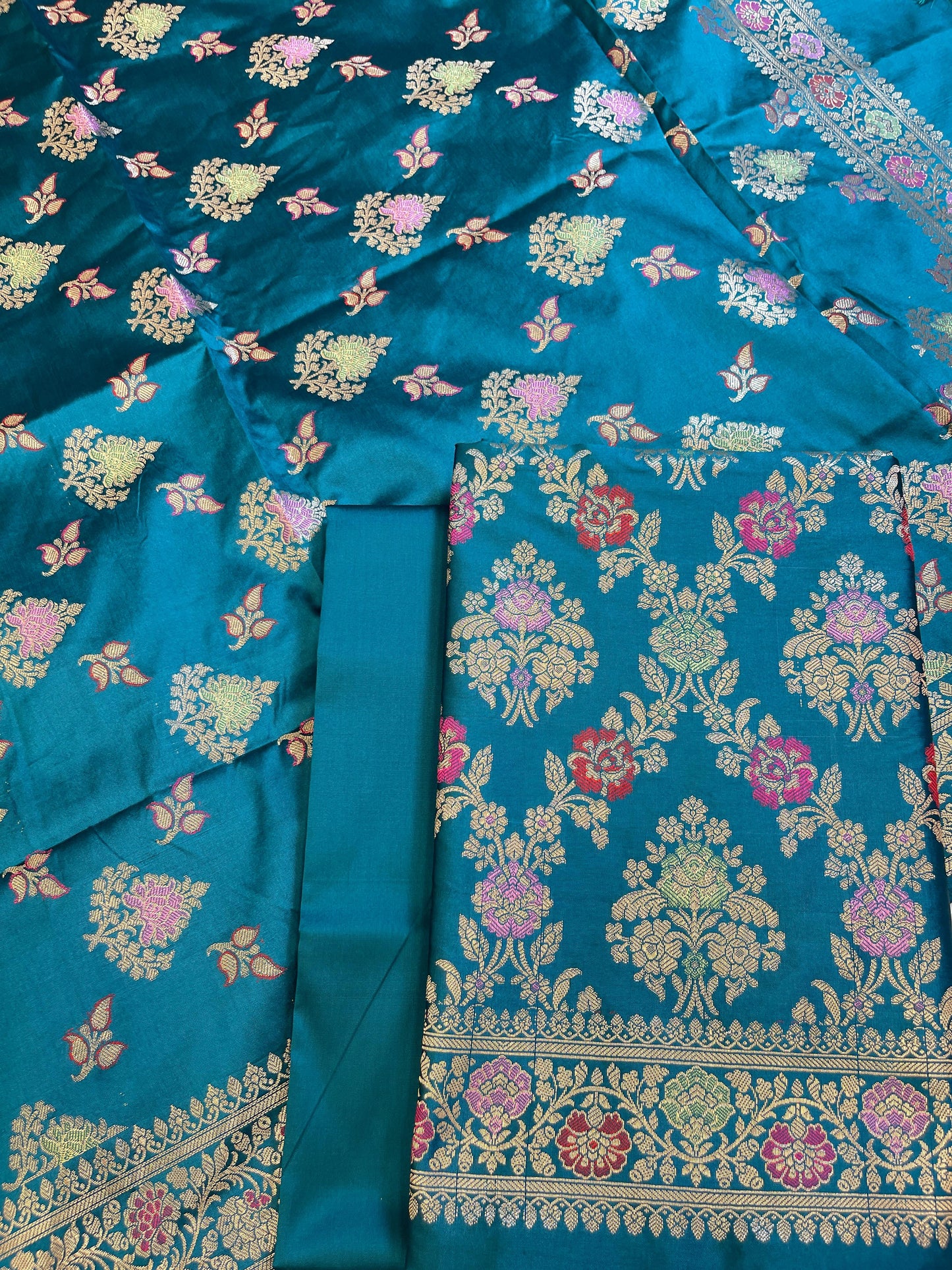 Seagreen Semi Silk Alfi Minakari Zari Jaal Banarasi Suit 1000AJ_SSLK16