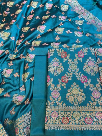 Seagreen Semi Silk Alfi Minakari Zari Jaal Banarasi Suit 1000AJ_SSLK16