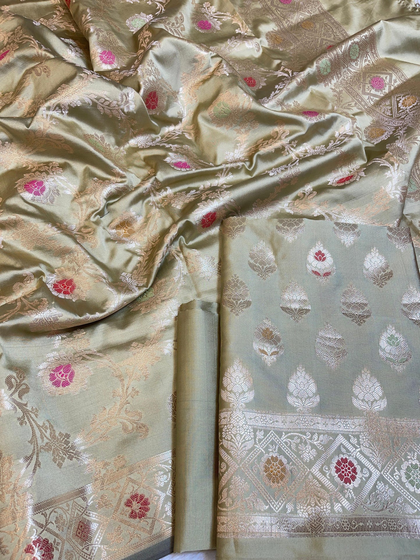 Pistagreen Semi Silk Alfi Mina Zari Booti Minakari Banarasi Suit 1000AJ_SSLK1