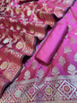 Magenta Semi Silk Alfi Mina Zari Booti Minakari Banarasi Suit 1000AJ_SSLK2