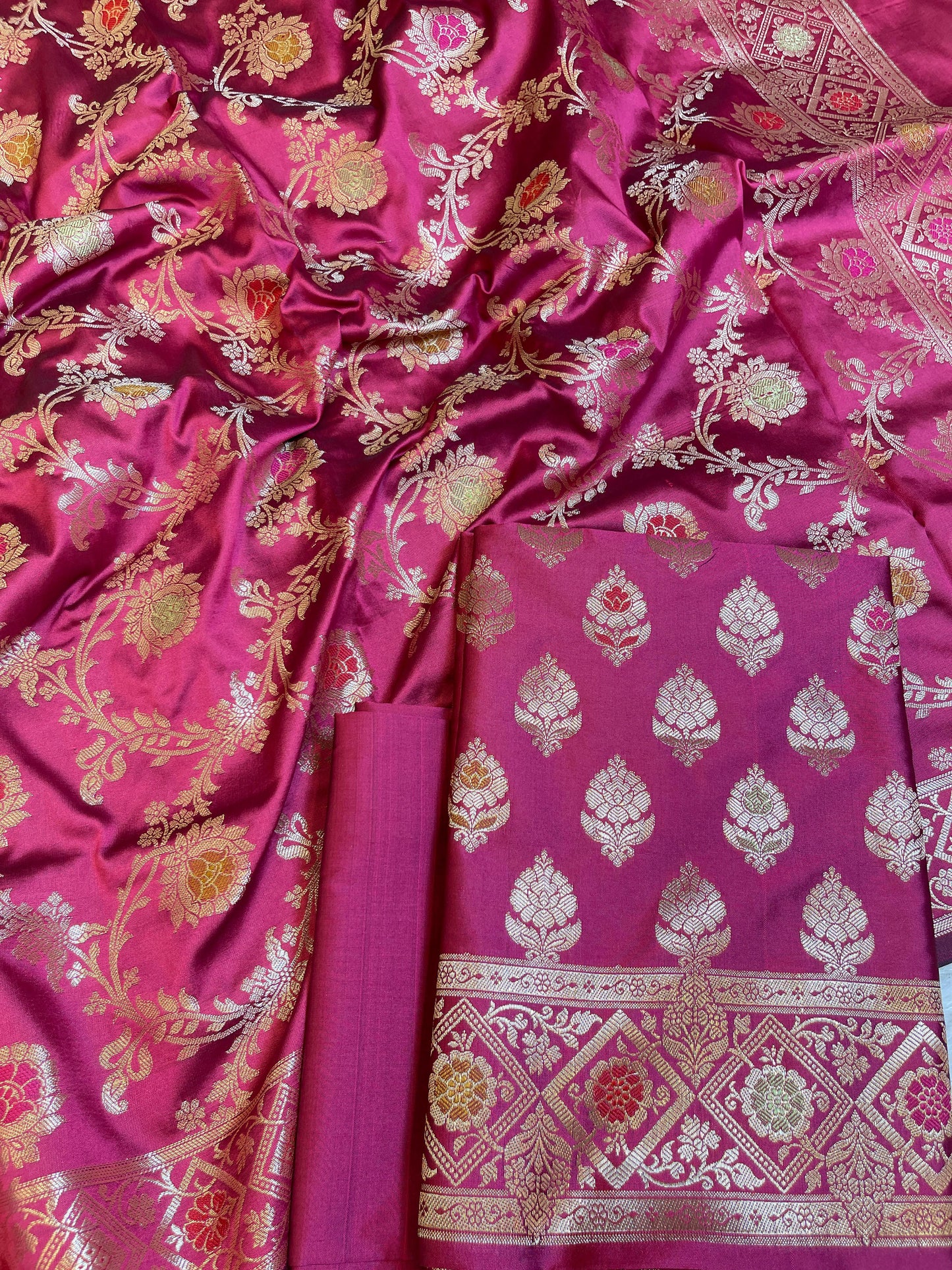 Magenta Semi Silk Alfi Mina Zari Booti Minakari Banarasi Suit 1000AJ_SSLK2