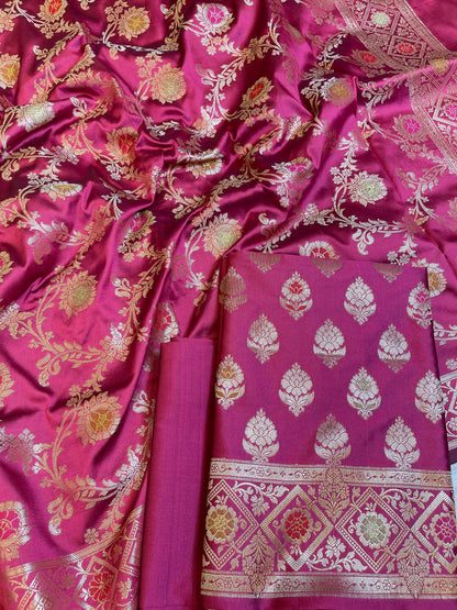 Magenta Semi Silk Alfi Mina Zari Booti Minakari Banarasi Suit 1000AJ_SSLK2