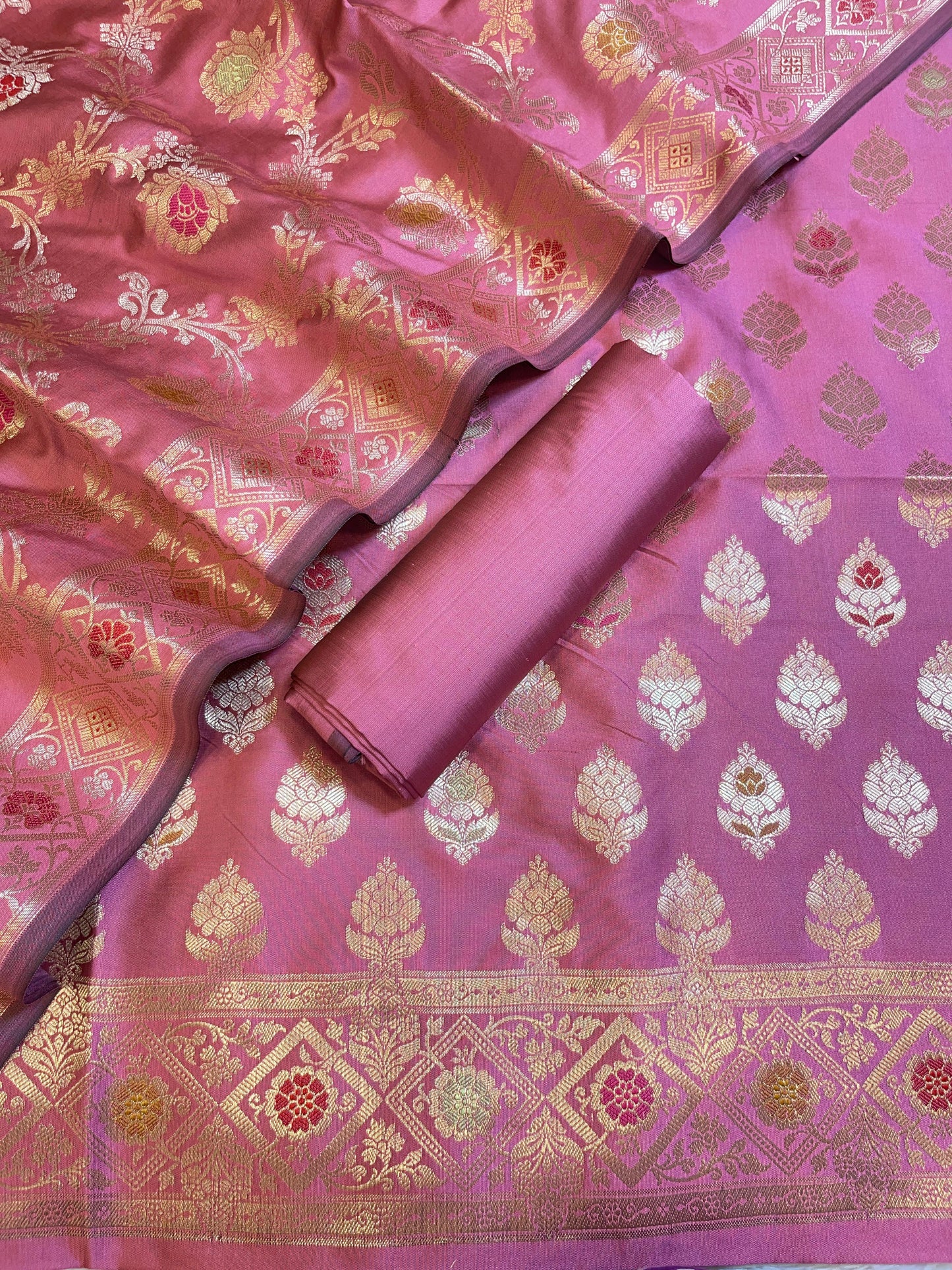 Light Purple Semi Silk Alfi Zari Booti Minakari Banarasi Suit 1000AJ_SSLK3