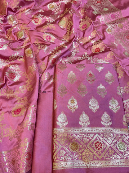 Light Purple Semi Silk Alfi Zari Booti Minakari Banarasi Suit 1000AJ_SSLK3