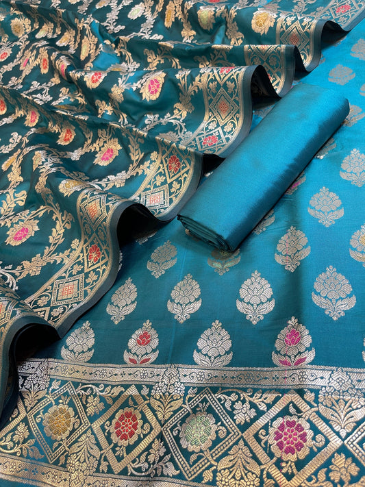 Seagreen Semi Silk Alfi Mina Zari Booti Minakari Banarasi Suit 1000AJ_SSLK7