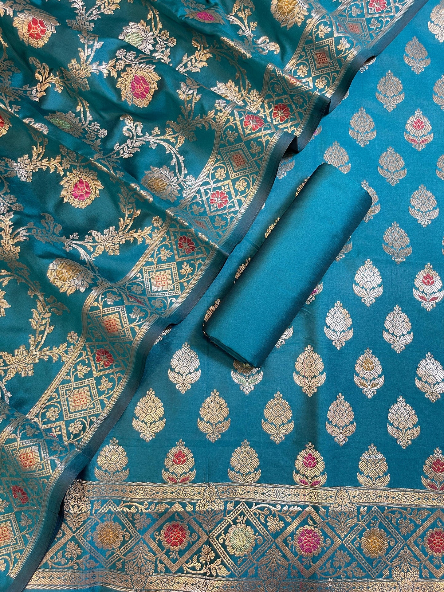 Seagreen Semi Silk Alfi Mina Zari Booti Minakari Banarasi Suit 1000AJ_SSLK7