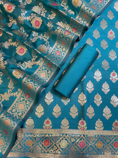 Seagreen Semi Silk Alfi Mina Zari Booti Minakari Banarasi Suit 1000AJ_SSLK7