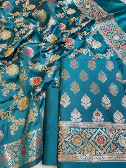 Seagreen Semi Silk Alfi Mina Zari Booti Minakari Banarasi Suit 1000AJ_SSLK7