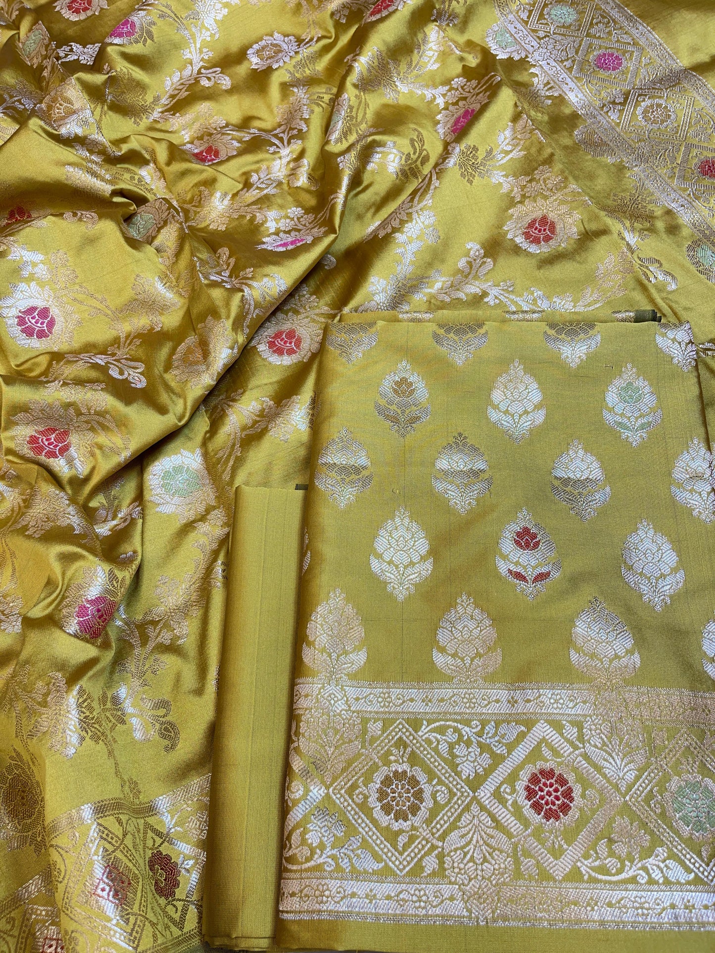 Olive Semi Silk Alfi Mina Zari Booti Minakari Banarasi Suit 1000AJ_SSLK8