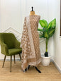 Beige Soft Linen Dupion Banarasi Suit With Jaal Dupatta 1000SKL_LN8