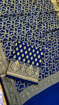 Dark Blue Katan Silk Floral Zari Booti Banarasi With Floral Jaal Dupatta Suit Set  1000SKL_PK1