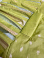 Green Mul Chanderi Zari Booti Banarasi Suit with Organza Sona Rupa Patti Dupatta 100JJ_MLC13