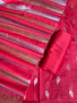 Light Red Mul Chanderi Zari Booti Banarasi Suit with Organza Sona Rupa Patti Dupatta 100JJ_MLC14