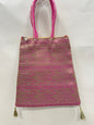 Pink Banarasi Trishaped Hand Bag HBG_25