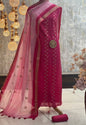 Magenta Cotton Silk Banarasi Suit with Silver Zari Booti & Elegant Tassel Dupatta 1050SKL_CSP9