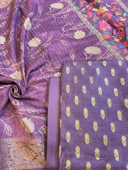 Wine Cotton Mercerise Zari Booti Banarasi Suit with Digital Print Dupatta 10IM_CMP1