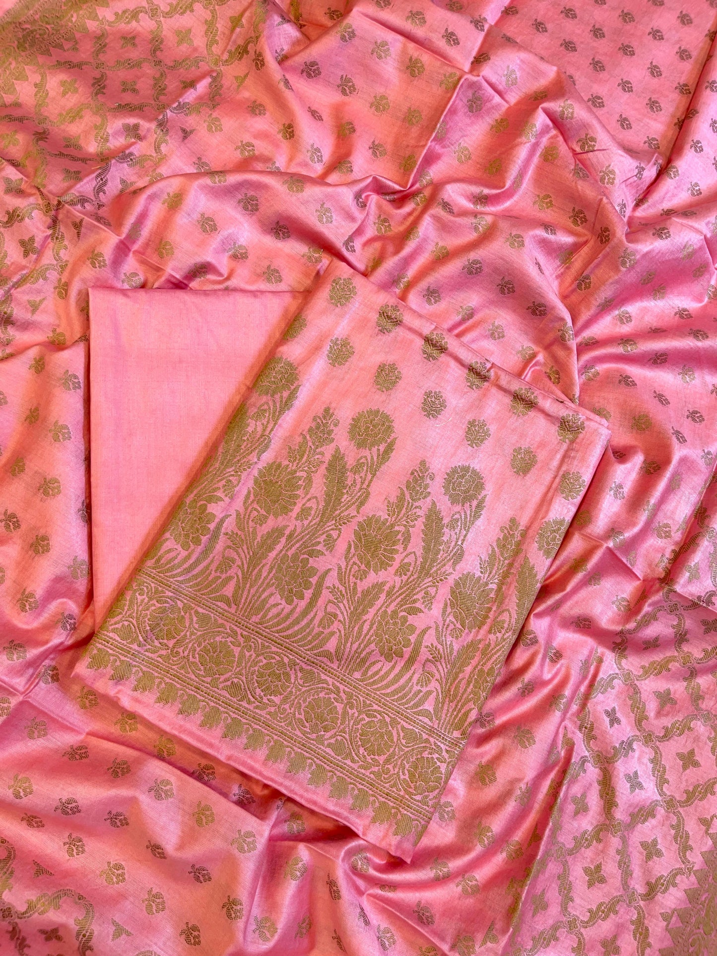 Coral Pink Cotton Dyable Floral Resham Zari Booti Banarasi Suit 10SHL_CD1