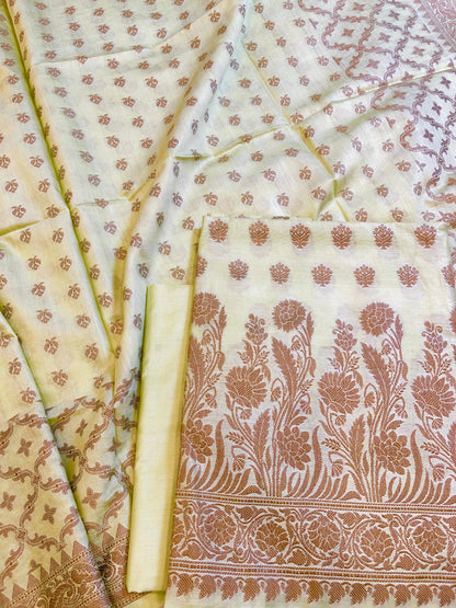 Yellow Cotton Dyable Floral Resham Zari Booti Banarasi Suit 10SHL_CD2