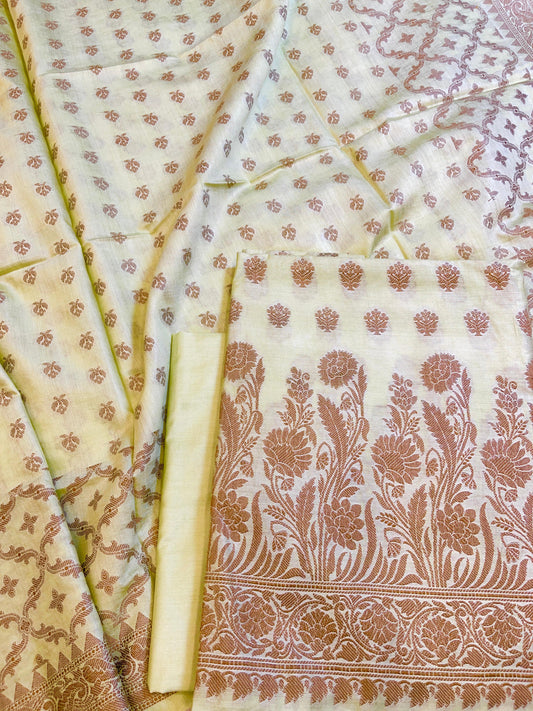 Yellow Cotton Dyable Floral Resham Zari Booti Banarasi Suit 10SHL_CD2