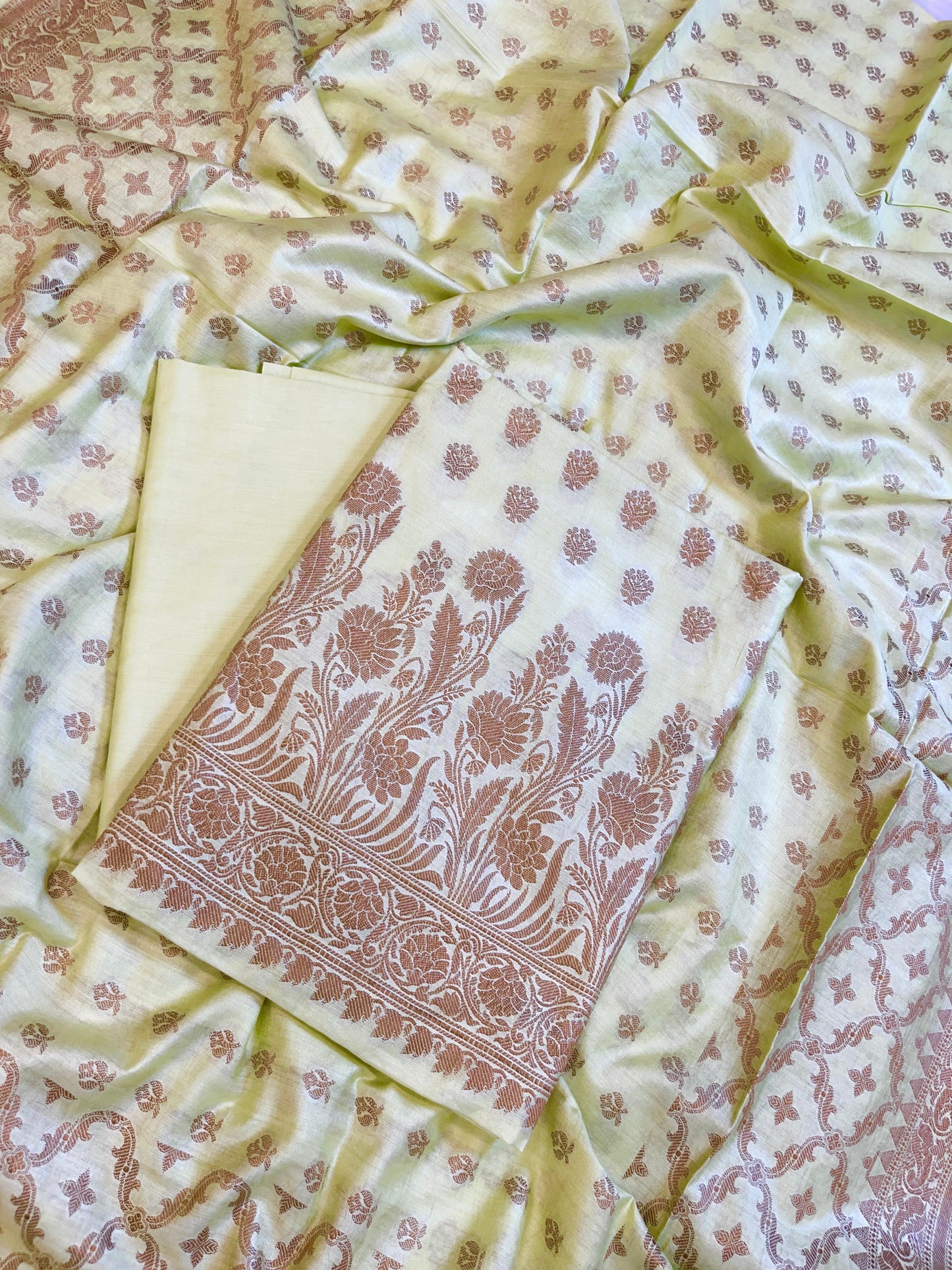 Yellow Cotton Dyable Floral Resham Zari Booti Banarasi Suit 10SHL_CD2