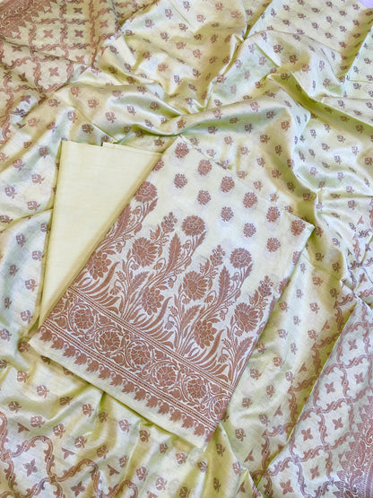 Yellow Cotton Dyable Floral Resham Zari Booti Banarasi Suit 10SHL_CD2