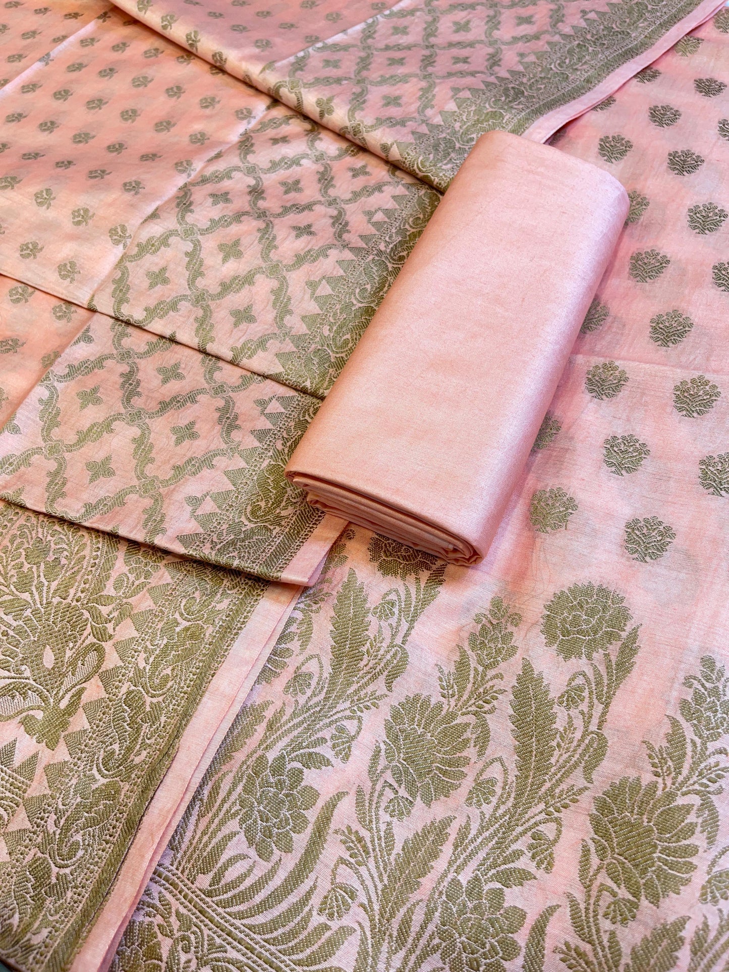 Peach Cotton Dyable Floral Resham Zari Booti Banarasi Suit 10SHL_CD3