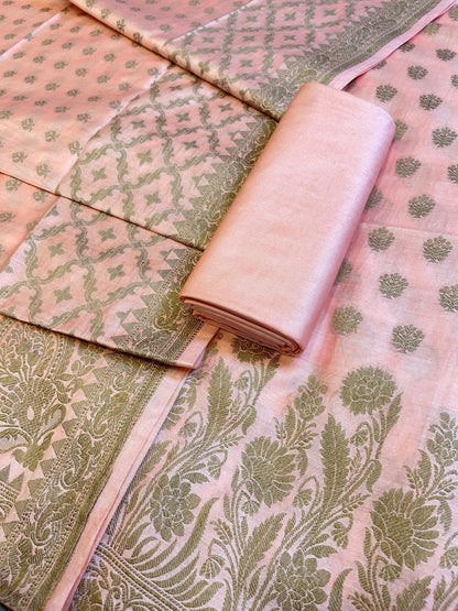 Peach Cotton Dyable Floral Resham Zari Booti Banarasi Suit 10SHL_CD3