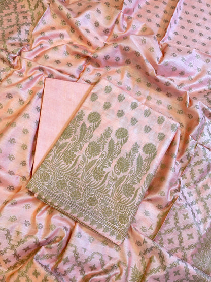 Peach Cotton Dyable Floral Resham Zari Booti Banarasi Suit 10SHL_CD3