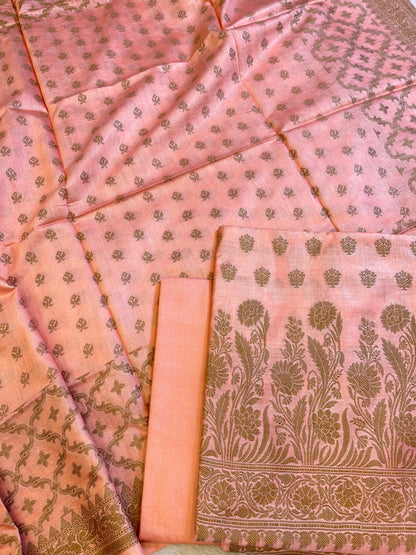 Peach Cotton Dyable Floral Resham Zari Booti Banarasi Suit 10SHL_CD3