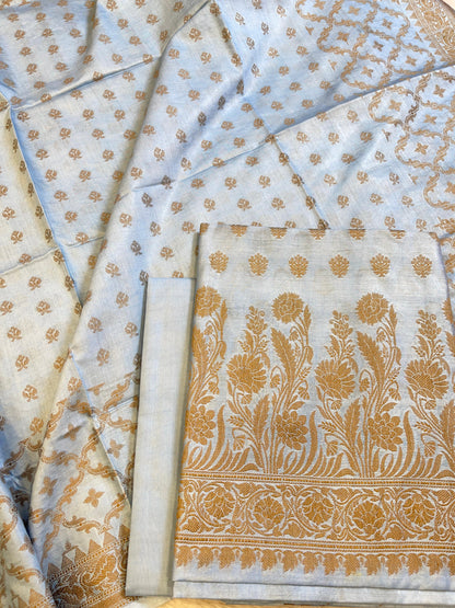 Light Blue Cotton Dyable Floral Resham Zari Booti Banarasi Suit 10SHL_CD4