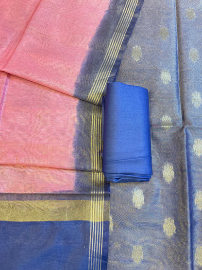 Blue Tissue Silk Zari Booti with Contrast Pink Dupatta Banarasi Suit 10SKL_TSUS5